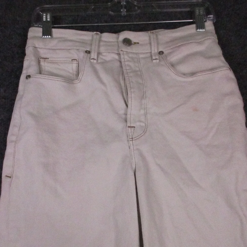 Good American Good Boy Straight Jeans Womens 4 Beige Light Wash Slit Hem Denim